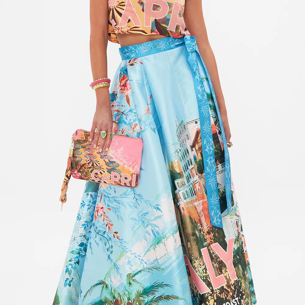 Camilla FULL SET Capri Print Chain Strap Top and Italy print full skirt